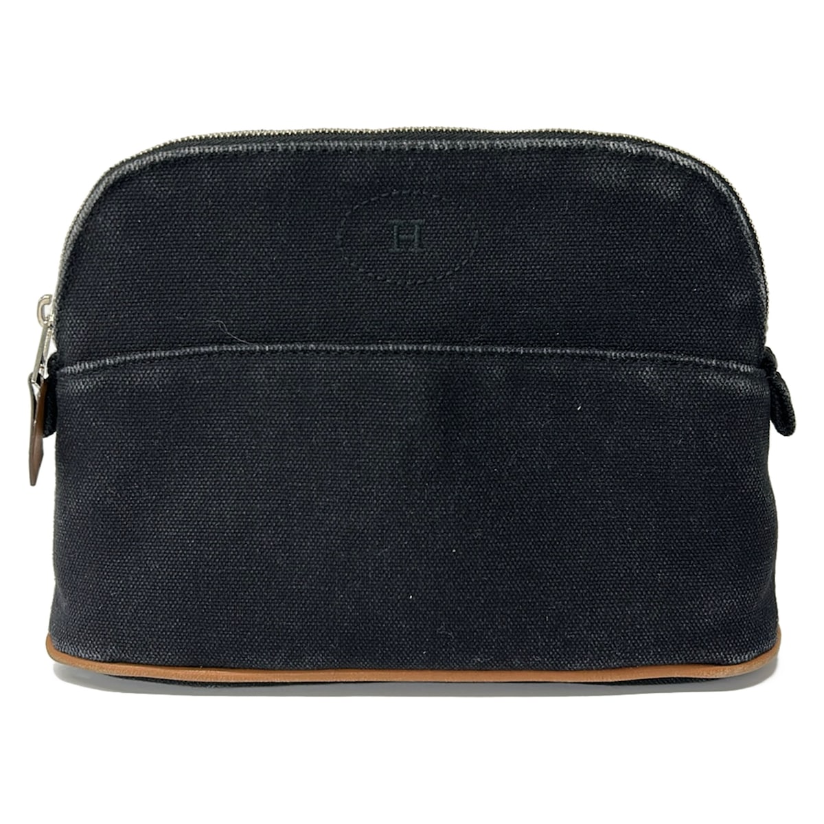 Herms Pouch Canvas Leather